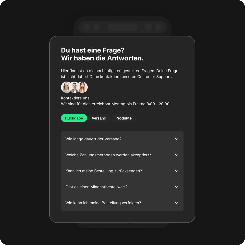 Übersichtliche FAQ Section